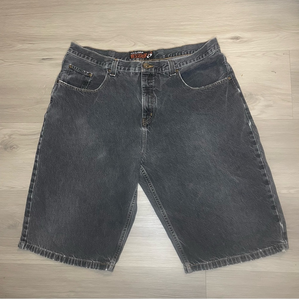 Vtg Anchor Blue Beyond Baggy Denim Shorts Size 42 Faded Y2K Jorts Skater Grunge